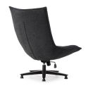Fauteuil lounge pivotant tissu maille douce gris foncé pied étoile métal noir - CEVIA