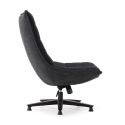 Fauteuil lounge pivotant tissu maille douce gris foncé pied étoile métal noir - CEVIA