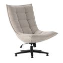 Fauteuil lounge pivotant tissu maille douce beige pied étoile métal noir - CEVIA