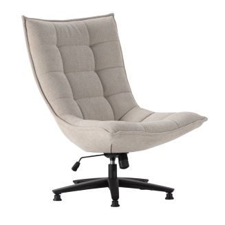 Fauteuil lounge pivotant tissu maille douce beige pied étoile métal noir - CEVIA