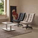 Fauteuil lounge pivotant tissu maille douce beige pied étoile métal noir - CEVIA
