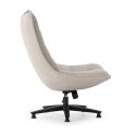 Fauteuil lounge pivotant tissu maille douce beige pied étoile métal noir - CEVIA