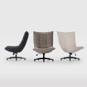 Fauteuil lounge pivotant tissu maille douce beige pied étoile métal noir - CEVIA