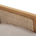 Fauteuil bois accoudoir cannage rotin assise et dossier en velours côtelé beige - BRADY