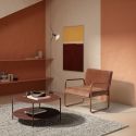 Fauteuil structure métallique forme luge assise tissu maille douce terracotta - CIVEN