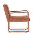 Fauteuil structure métallique forme luge assise tissu maille douce terracotta - CIVEN