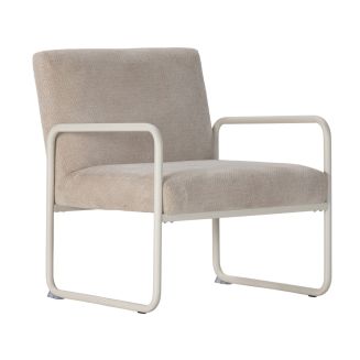 Fauteuil structure métallique forme luge assise tissu maille douce beige - CIVEN