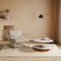 Fauteuil structure métallique forme luge assise tissu maille douce beige - CIVEN
