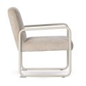 Fauteuil structure métallique forme luge assise tissu maille douce beige - CIVEN