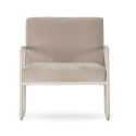 Fauteuil structure métallique forme luge assise tissu maille douce beige - CIVEN