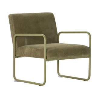 Fauteuil structure métallique forme luge assise tissu maille douce vert - CIVEN
