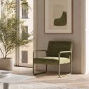 Fauteuil structure métallique forme luge assise tissu maille douce vert - CIVEN
