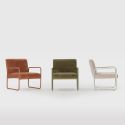 Fauteuil structure métallique forme luge assise tissu maille douce vert - CIVEN