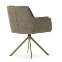 Lot de 2 fauteuils de table pivotants en tissu chenille avec surpiqûres vert - KIOKO