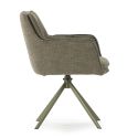 Lot de 2 fauteuils de table pivotants en tissu chenille avec surpiqûres vert - KIOKO