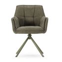 Lot de 2 fauteuils de table pivotants en tissu chenille avec surpiqûres vert - KIOKO