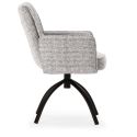 Lot de 2 fauteuils de table pivotants en tissu chenille gris pied design métal noir - CLAUDE