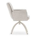 Lot de 2 fauteuils de table pivotants en tissu chenille beige pied design métal crème - CLAUDE