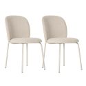 Lot de 2 chaises en tissu polyester doux beige et pieds en métal laqué crème - DARRIS