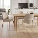 Lot de 2 chaises en tissu polyester doux beige et pieds en métal laqué crème - DARRIS