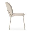 Lot de 2 chaises en tissu polyester doux beige et pieds en métal laqué crème - DARRIS