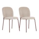 Lot de 2 chaises en tissu polyester doux beige et pieds en métal laqué terracotta - DARRIS