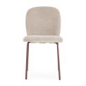 Lot de 2 chaises en tissu polyester doux beige et pieds en métal laqué terracotta - DARRIS