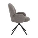 Chaise pivotante tissu bouclettes gris clair pied métal noir - MORENO