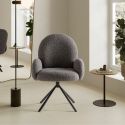 Chaise pivotante tissu bouclettes gris foncé pied métal noir - MORENO