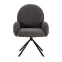 Chaise pivotante tissu bouclettes gris foncé pied métal noir - MORENO