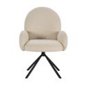 Chaise pivotante tissu bouclettes crème pied métal noir - MORENO