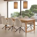 Chaise pivotante tissu bouclettes crème pied métal noir - MORENO