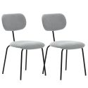 Lot de 2 chaises tissu maille douce gris arrière dossier bois pieds métal noir - DARLENE