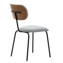 Lot de 2 chaises tissu maille douce gris arrière dossier bois pieds métal noir - DARLENE