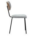 Lot de 2 chaises tissu maille douce gris arrière dossier bois pieds métal noir - DARLENE