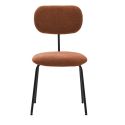Lot de 2 chaises tissu maille douce brique arrière dossier bois pieds métal noir - DARLENE
