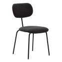 Lot de 2 chaises tissu maille douce noir arrière dossier bois pieds métal noir - DARLENE