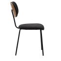 Lot de 2 chaises tissu maille douce noir arrière dossier bois pieds métal noir - DARLENE