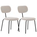 Lot de 2 chaises tissu maille douce beige arrière dossier bois pieds métal noir - DARLENE