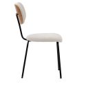 Lot de 2 chaises tissu maille douce beige arrière dossier bois pieds métal noir - DARLENE