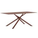 Table repas rectangulaire 180cm plateau en verre trempé et pieds croisés métal terracotta - AXELLE