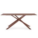 Table repas rectangulaire 180cm plateau en verre trempé et pieds croisés métal terracotta - AXELLE