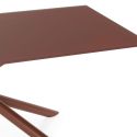 Table repas rectangulaire 180cm plateau en verre trempé et pieds croisés métal terracotta - AXELLE