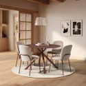 Table repas ronde Ø120cm plateau en verre trempé et pieds croisés métal terracotta - AXELLE