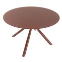 Table repas ronde Ø120cm plateau en verre trempé et pieds croisés métal terracotta - AXELLE