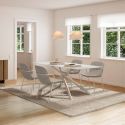 Table repas rectangulaire 180cm plateau en verre trempé et pieds croisés métal crème - AXELLE