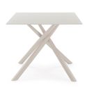 Table repas rectangulaire 180cm plateau en verre trempé et pieds croisés métal crème - AXELLE