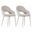 Lot de 2 chaises enveloppantes en tissu maille beige pieds métal crème - LAYANI