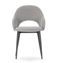 Lot de 2 chaises enveloppantes en tissu maille perle pieds métal gris - LAYANI