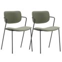 Lot de 2 chaises structure métal noir assise et dossier en PU vert - AKIMA